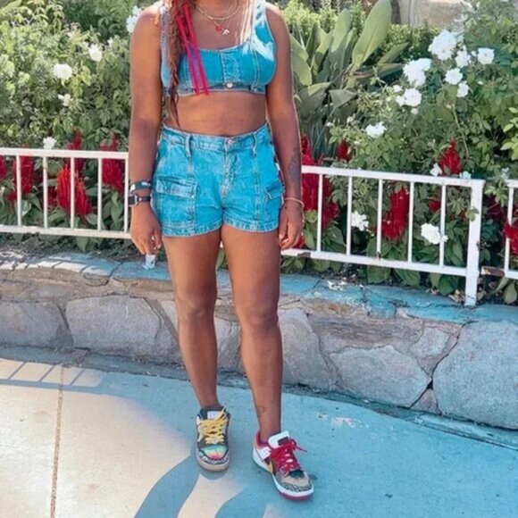 Women's Scoop Neck Reworked Denim Tiny Vest - Wild Fable™ Blue M - Picture 3 of 5